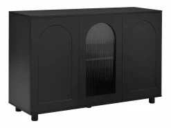 Merax Elegante y discreto aparador en forma de U - 120 x 40 x 78,5 cm - con puerta de cristal - ideal para cualquier espacio - MDF -