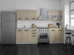 Outlet ELIF - Cocina completa modular + lineal L - 200cm 6 pzs - encimera incluida - juego de muebles de cocina Cocina Completa