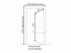 GD Menuiseries ELIOTH Puerta De Entrada De Madera 215X90 Empuje A La Derecha ---(Dimensiones De La Tabla) sin manilla