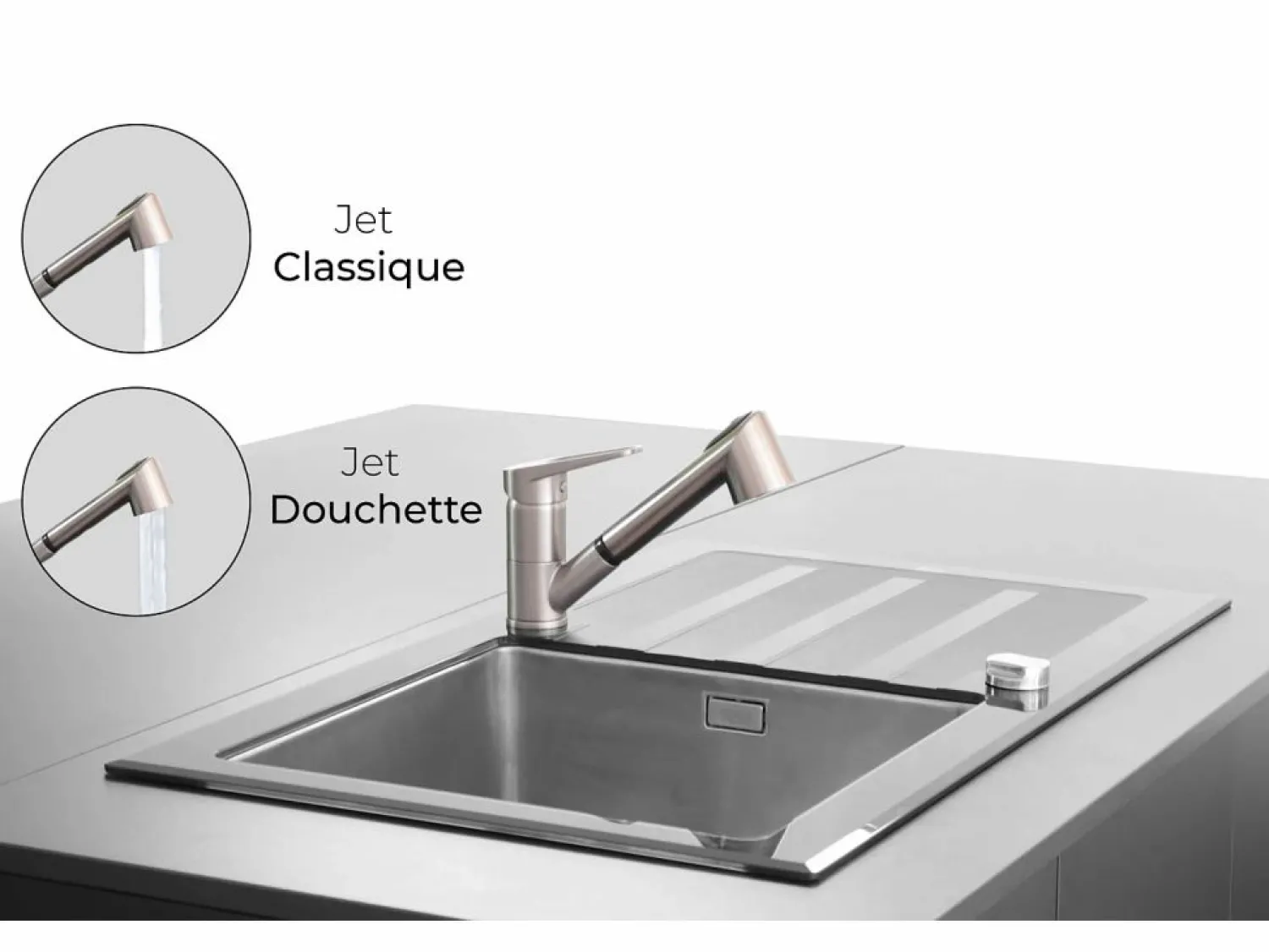 New Embla grifo mezclador para fregadero con ducha extraíble acabado acero inoxidable Grifo De Cocina