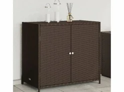 Outlet Emma Louise Armario de almacenaje de jardín ratán PE marrón 83x45x76 cm Armario De Jardín