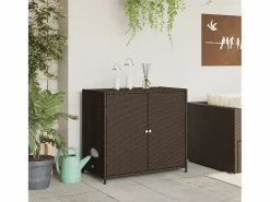 Outlet Emma Louise Armario de almacenaje de jardín ratán PE marrón 83x45x76 cm Armario De Jardín