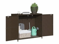 Outlet Emma Louise Armario de almacenaje de jardín ratán PE marrón 83x45x76 cm Armario De Jardín