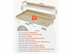 Outlet Encimera de Lavadora-Secadora SucceBuy con Estante 137x69 CM Cubierta de Lavadora-Secadora en Madera Roble Marru00f3n
