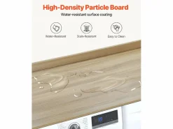 Encimera de Lavadora-Secadora SucceBuy de Madera 137x69 CM, de Madera, Resistente al Agua con Almohadillas Antideslizantes, para Organización de Lavado Mueble Para Lavadora