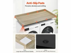 Encimera de Lavadora-Secadora SucceBuy de Madera 137x69 CM, de Madera, Resistente al Agua con Almohadillas Antideslizantes, para Organización de Lavado Mueble Para Lavadora
