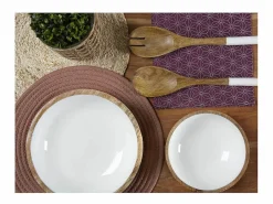 Hot Aubry Gaspard Ensaladera de mango y resina blanca Diámetro 25 cm Blanco