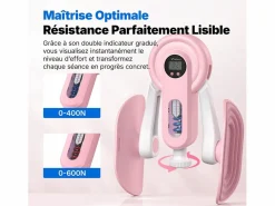 MERACH Entrenador de Piernas 2 en 1 , Ángulo Ajustable, LED, Pantalla de Doble Escala, Indicador de Presión, 2 Niveles de Resistencia, Portátil, Rosa