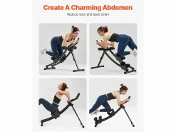 Clearance Equipo para Abdominales SucceBuy, Equipo de Entrenamiento Abdominal con Doble Pista Negro