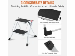 Escalón-Escalera SucceBuy 2 Peldaños Plegable 3 Alturas Ajustables Carga Máxima 150 kg - Seguro y Estable para Trabajos en Altura