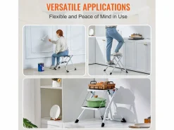 Escalón-Escalera SucceBuy 2 Peldaños Plegable 3 Alturas Ajustables Carga Máxima 150 kg - Seguro y Estable para Trabajos en Altura