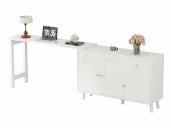 Clearance Escritorio 2 en 1 120×40×74,5 cm - Giratorio 360° - 3 puertas y 1 cajón - Certificado FSC - Escritorio Rinconero|Escritorio Tradicional