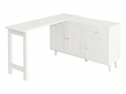 Clearance Escritorio 2 en 1 120×40×74,5 cm - Giratorio 360° - 3 puertas y 1 cajón - Certificado FSC - Escritorio Rinconero|Escritorio Tradicional