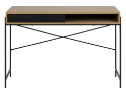 Clearance ebuy24 Escritorio Angus con 1 puerta corredera decoración roble. Marru00f3n