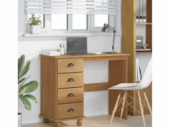vidaxl Escritorio ASKIM Marrón 95 x 40 x 75 cm Madera de pino macizo Marru00f3n