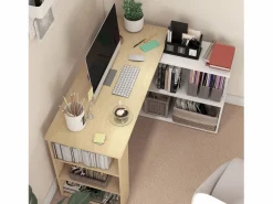 Discount Homcom Escritorio Aventa multiposición 360º /natural 74,5x120x110 cm Blanco