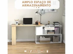 Discount Homcom Escritorio Aventa multiposición 360º /natural 74,5x120x110 cm Blanco