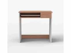 New Escritorio compacto de 80 cm para despacho y teletrabajo color blanco y madera Madrid Escritorio Secreter