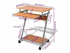 Online Clicnbuy Escritorio compacto de ordenador con bandeja de teclado marrón Marru00f3n