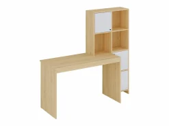 Vente-unique Escritorio con 3 armarios y 3 estantes color natural y blanco - ALIOBINI