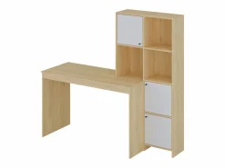 Vente-unique Escritorio con 3 armarios y 3 estantes color natural y blanco - ALIOBINI