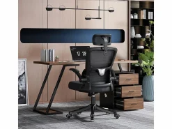 DripeX Escritorio con 3 cajones de almacenamiento - tablero de madera - MDF y Metal - Marrón + Negro - 138,5x58x75cm Marru00f3n