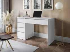Vente-unique Escritorio con 5 cajones en brillo - JENEMI