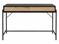 New Vente-unique Escritorio con 2 cajones en MDF y metal color negro y natural - VUORIA Negro / Color natural claro