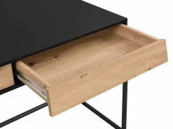 New Vente-unique Escritorio con 2 cajones en MDF y metal color negro y natural - VUORIA Negro / Color natural claro