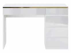 Escritorio con 5 cajones en color brillante y dorado - VUKIA Escritorio Tradicional