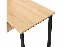 Hauss Spole Escritorio con 1 puerta y 6 nichos, estructura de MDF chapado en imitación madera natural clara y metal negro - 120x50x120cm