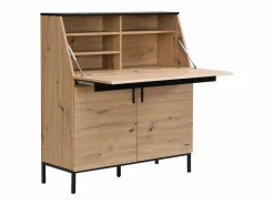 Hot Escritorio con 2 puertas de MDF natural y negro - MALEDA Escritorio Secreter