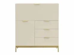 Vente-unique Escritorio con 2 puertas y 3 cajones en MDF y metal color - ERWIN