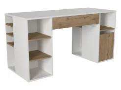 Vente-unique Escritorio con almacenaje en colores blanco y natural - MELAVA