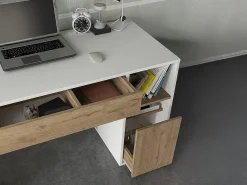 Vente-unique Escritorio con almacenaje en colores blanco y natural - MELAVA