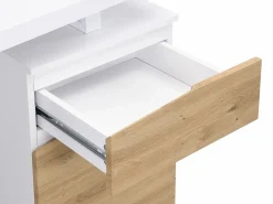 Outlet Escritorio con almacenamiento 1 cajón y 1 puerta MDF natural y acero blanco GOTAMA Escritorio Tradicional