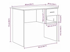 Hot Escritorio con cajón 90 x 49 x 75 cm Madera de ingeniería Escritorio Secreter