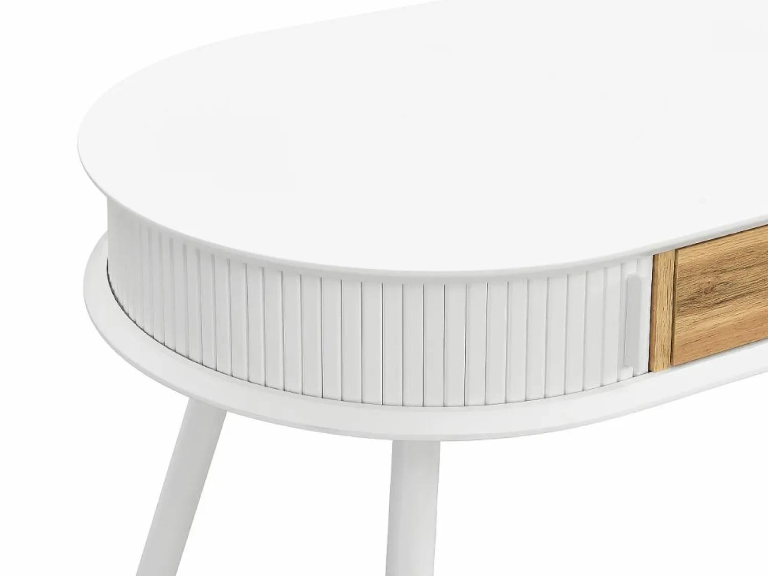 Outlet Vente-unique Escritorio con cajón y 2 puertas correderas en color blanco y natural - VELURANI Color natural claro / Blanco