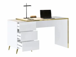 Sale Vente-unique Escritorio con cajones en brillo y dorado - MARZIALO Blanco