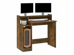 Outlet Clicnbuy Escritorio con LED madera ingeniería roble ahumado 97x45x90 cm Marru00f3n