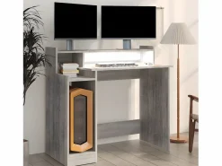 Clicnbuy Escritorio con LED madera contrachapada sonoma 97x45x90 cm
