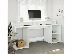 Hot Escritorio con luz LED madera ingeniería 200x55x91 cm Escritorio Tradicional