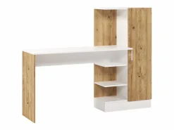 Vente-unique Escritorio con mueble de almacenaje en color natural y blanco - MILARIA