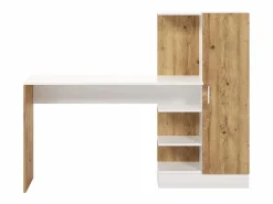Vente-unique Escritorio con mueble de almacenaje en color natural y blanco - MILARIA