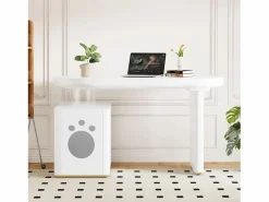 Best Escritorio con nicho para mascotas - 117×50×76 cm - Patas reforzadas - Para mascotas de tamaño M a XL - Acabado lacado - Escritorio Rinconero