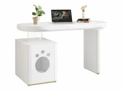 Best Escritorio con nicho para mascotas - 117×50×76 cm - Patas reforzadas - Para mascotas de tamaño M a XL - Acabado lacado - Escritorio Rinconero