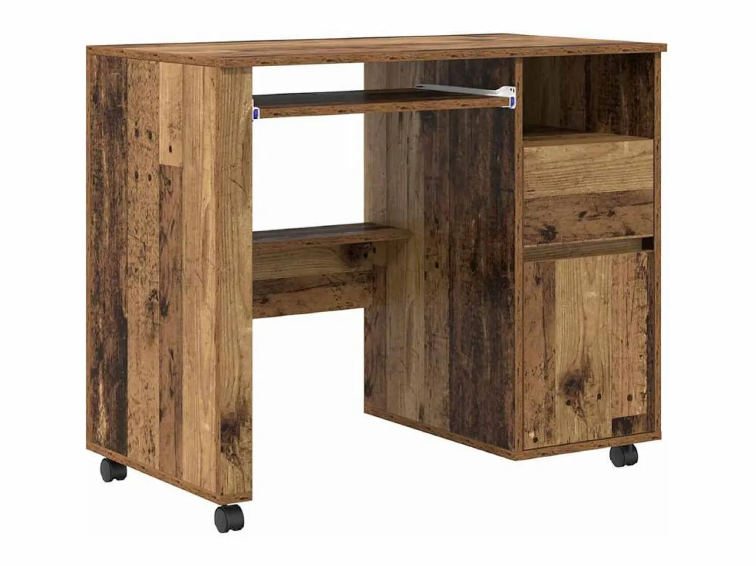 Clicnbuy Escritorio con Ruedas con cajón Madera Vieja 91 x 50 x 77 cm