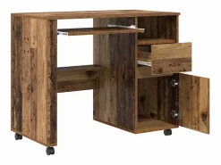 Clicnbuy Escritorio con Ruedas con cajón Madera Vieja 91 x 50 x 77 cm