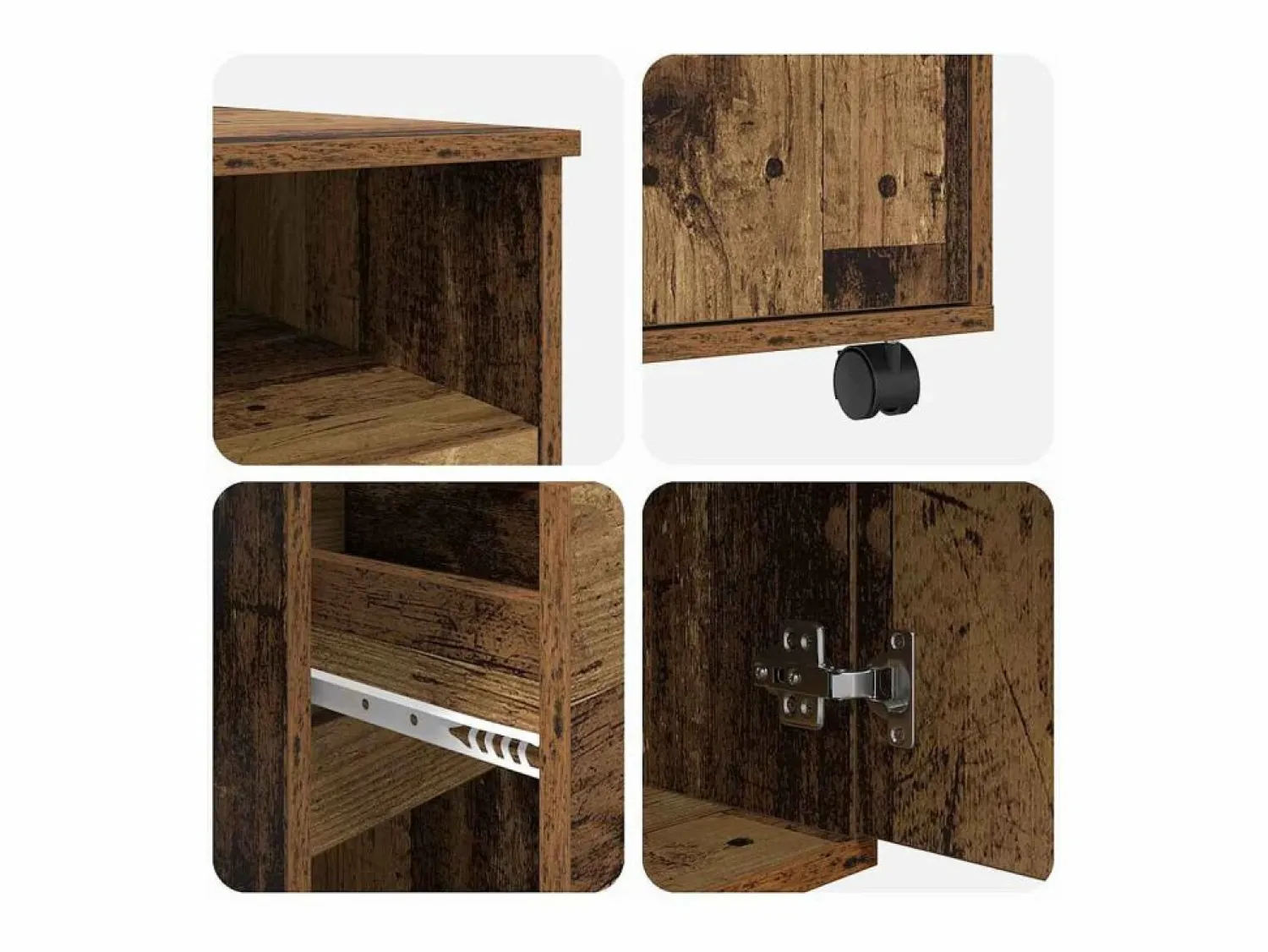 Clicnbuy Escritorio con Ruedas con cajón Madera Vieja 91 x 50 x 77 cm