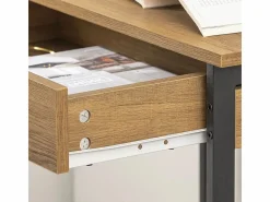 Online Escritorio con Un Cajón y 3 Percheros Mesa de Ordenador de Estilo Industrial 60x40x77 cm FWT43-N ES Mesa De Ordenador